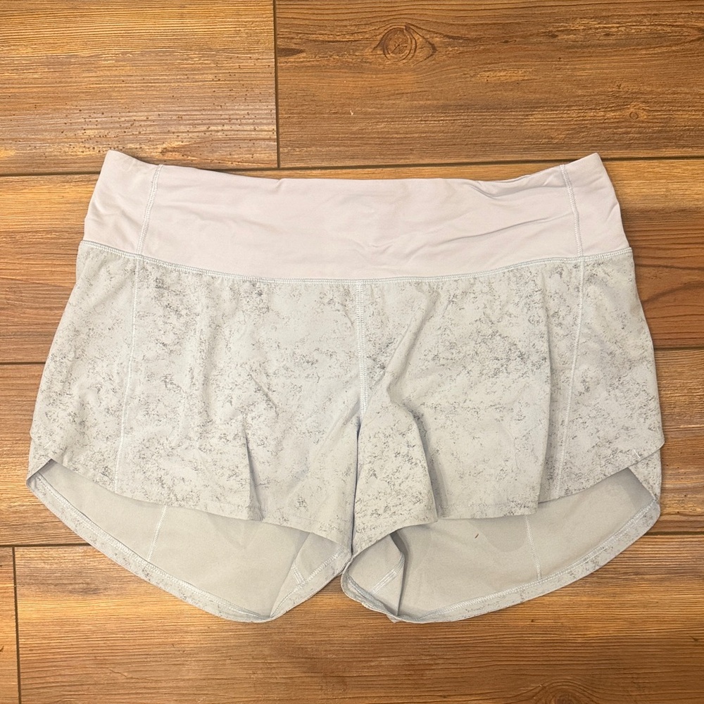 Light Purple Marble-Print Women’s Active Shorts
